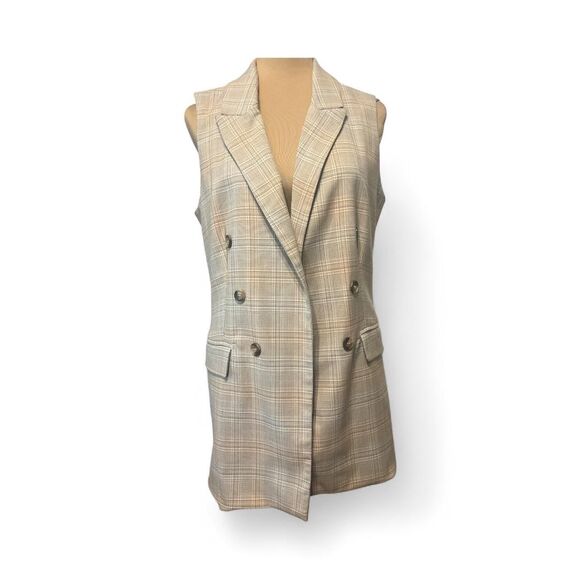 Rachel-Zoe Vest Women's Cream and Blue Waistcoats Size Medium Designer - Picture 1 of 8